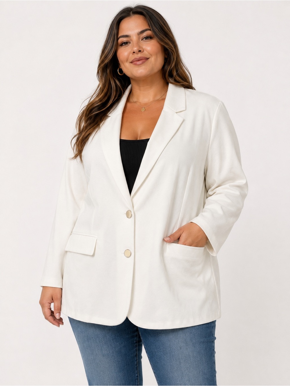 SUZY Shier Ivory/Cream Two-Button Blazer – Size Large